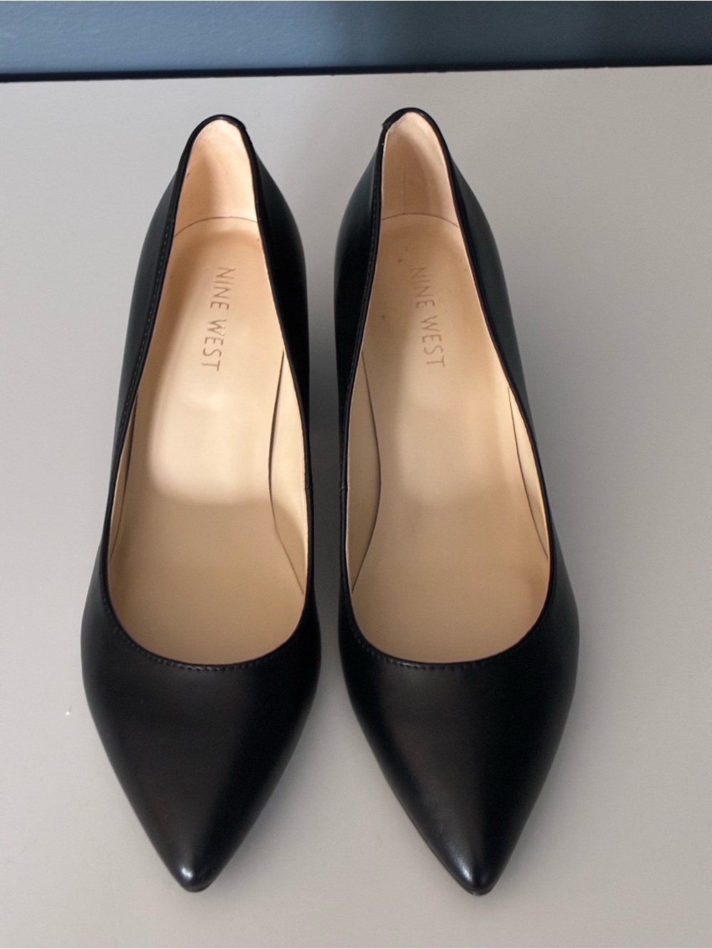 Nine West Black Pointed Leather Pumps